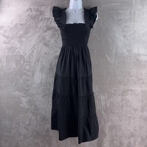 Hill House Nap Maxi Dress Womens Size XS Black Smocked Ruffle Tiered Cottage
